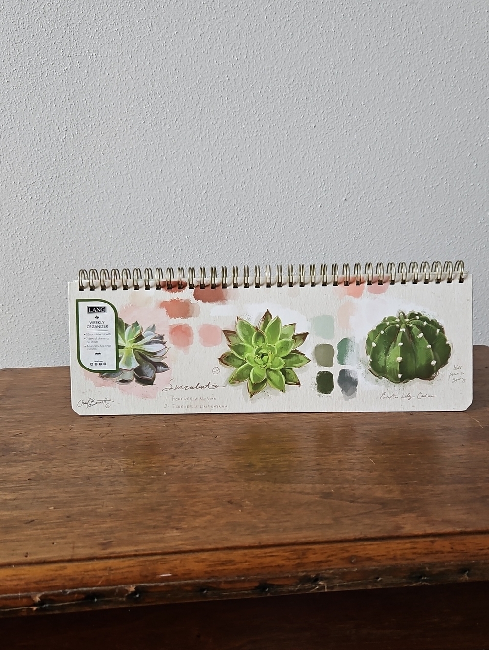 Lang Weekly Organizer - Green Succulent Design